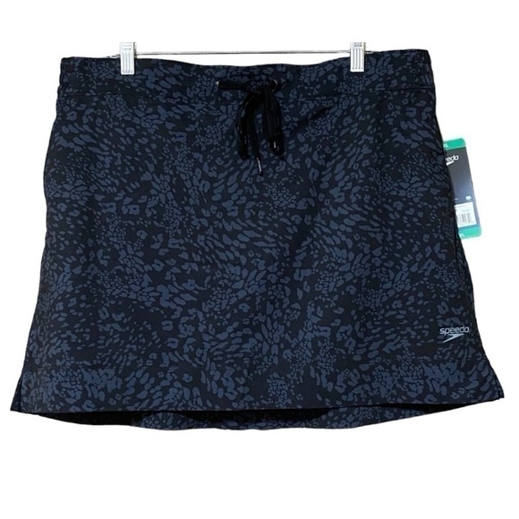 Speedo Woven Skort Women’s X-Large Black UPF50+ Tennis Pickleball Swimming NWT - Picture 1 of 11